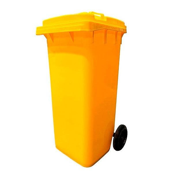 Contenedor de plástico de color Amarillo 2 ruedas, 120 L 55 cm x