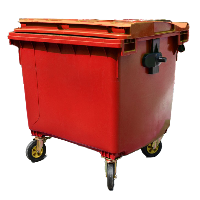 Contenedor de basura plástico 1100 litros color Rojo - Industrial Partner -  Industrial Partner