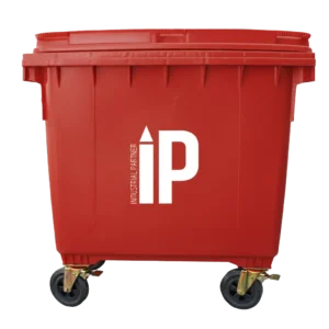 Contenedor de basura plástico 1100 litros color Rojo - Industrial Partner