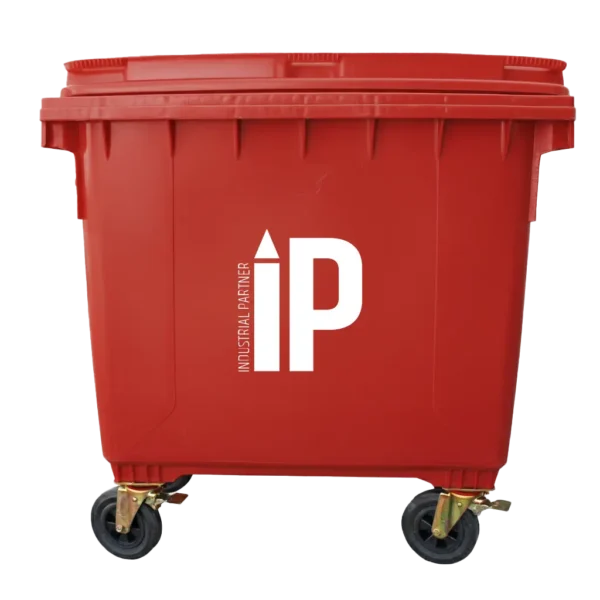 Contenedor de basura plástico 1100 litros color Rojo - Industrial Partner