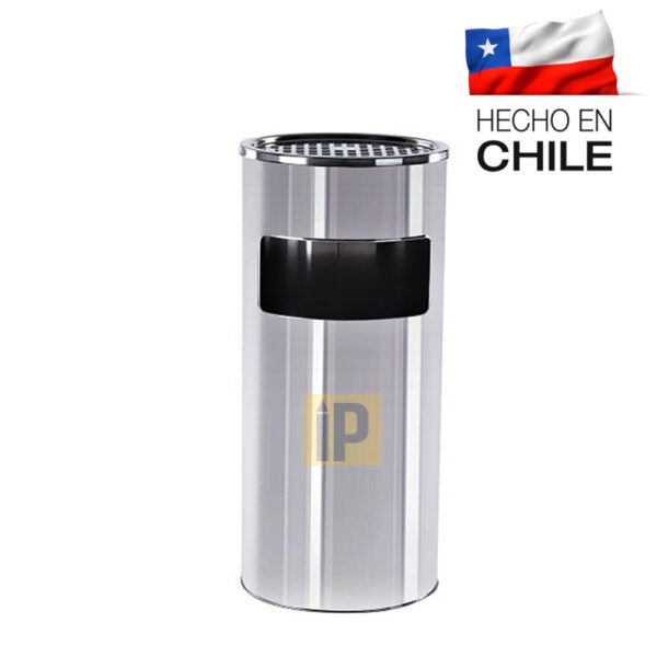 Basurero de acero inoxidable con cenicero 18 litros