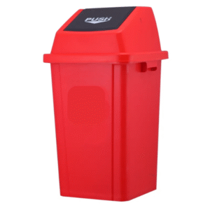 Basurero plastico tapa push 60 litros rojo