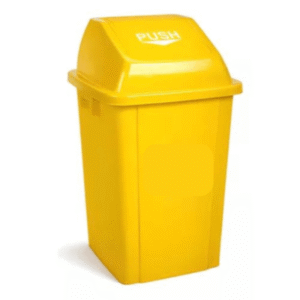 Basurero plastico tapa push 60 litros amarillo